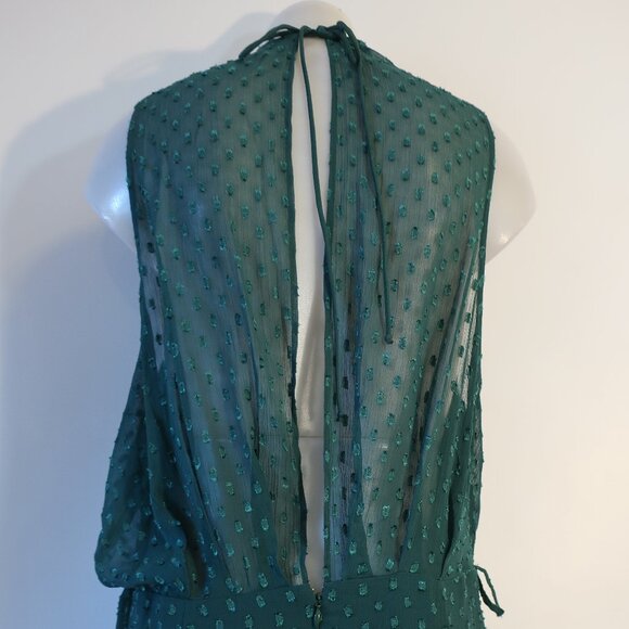 NWT Womens Asos Design Green Embroidered Dots Sleeveless Halter Dress 14 - Picture 12 of 16
